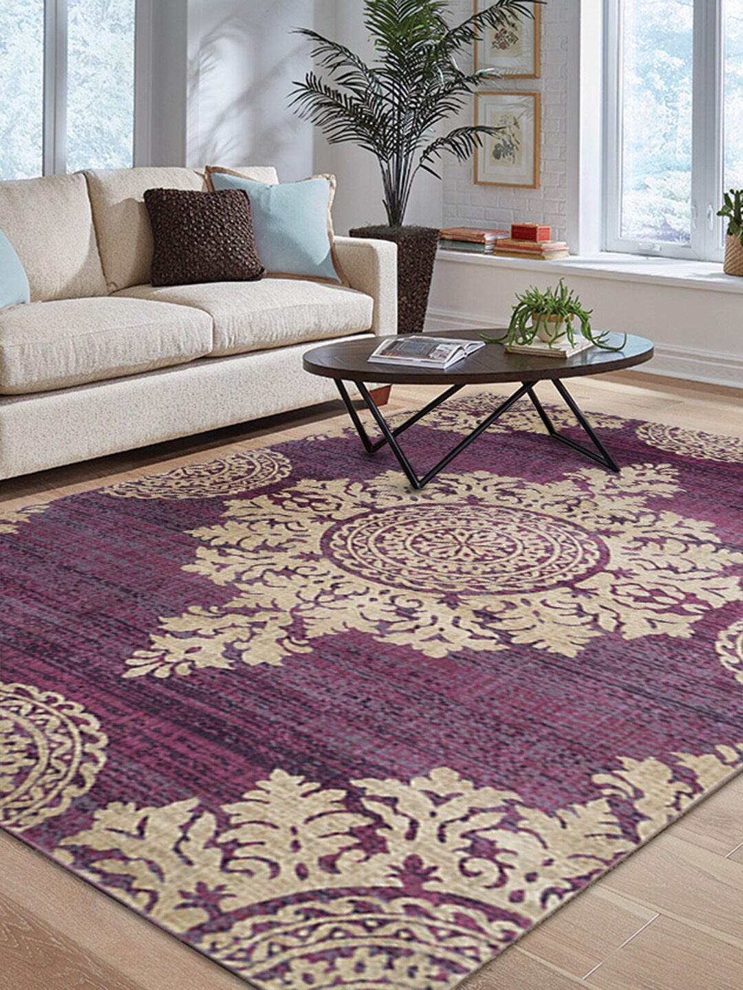 DDecor Multicoloured Ethnic Motifs Printed Carpet, Multi