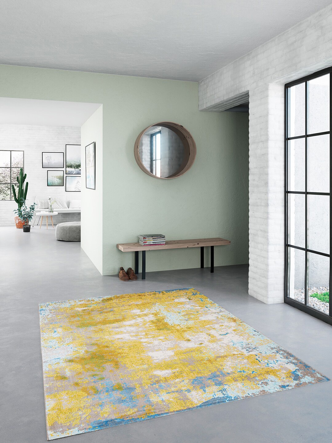 DDecor Multicoloured Abstract Printed Carpet, Multi