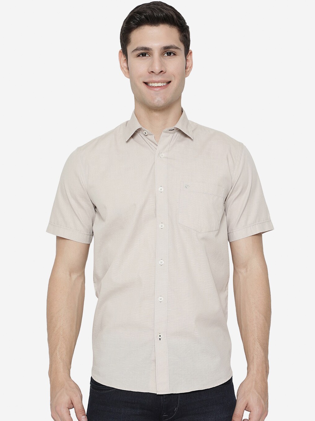 Greenfibre Men Grey Slim Fit Casual Shirt