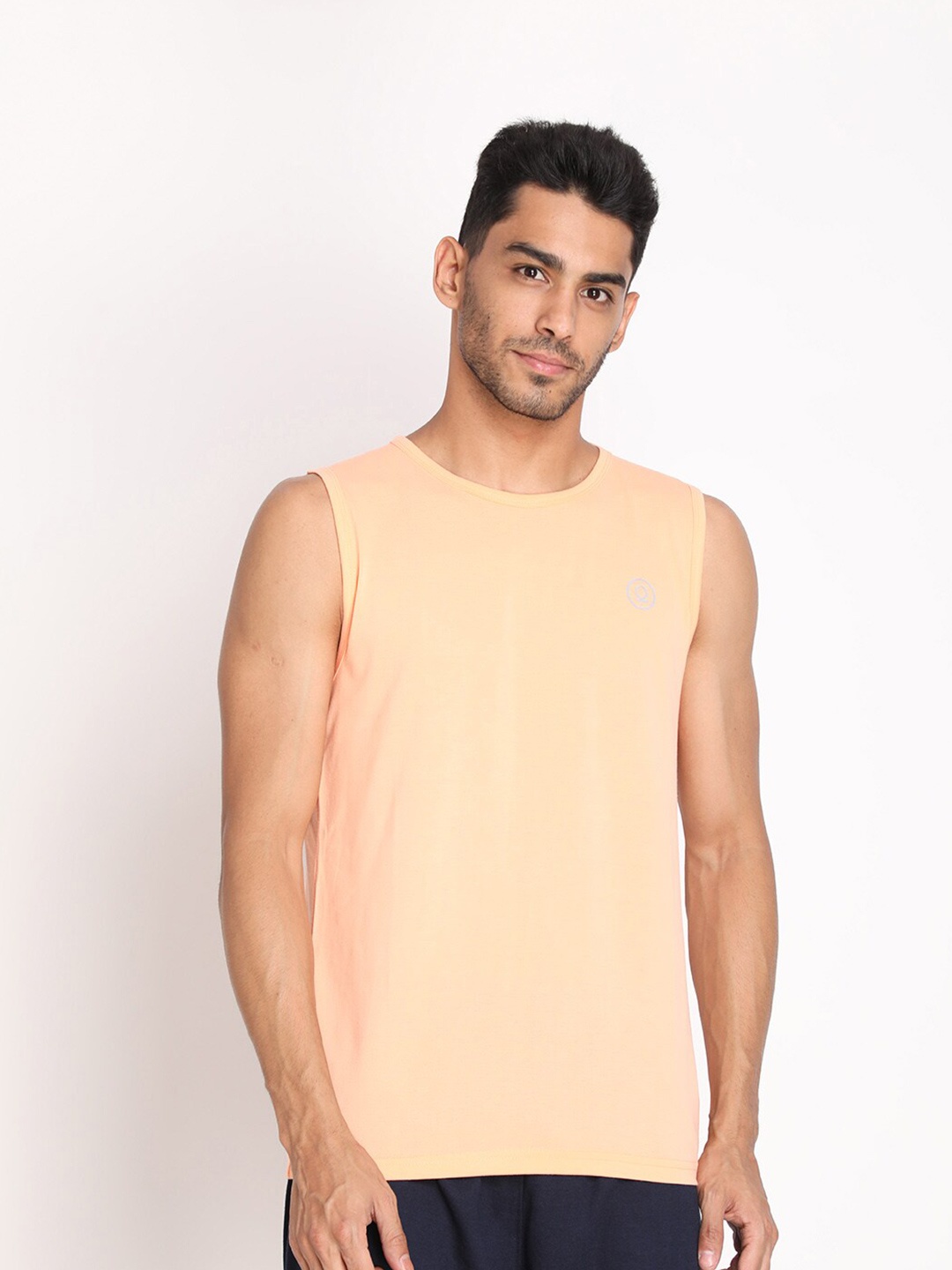 Chkokko Men Orange Raw Edge T-shirt