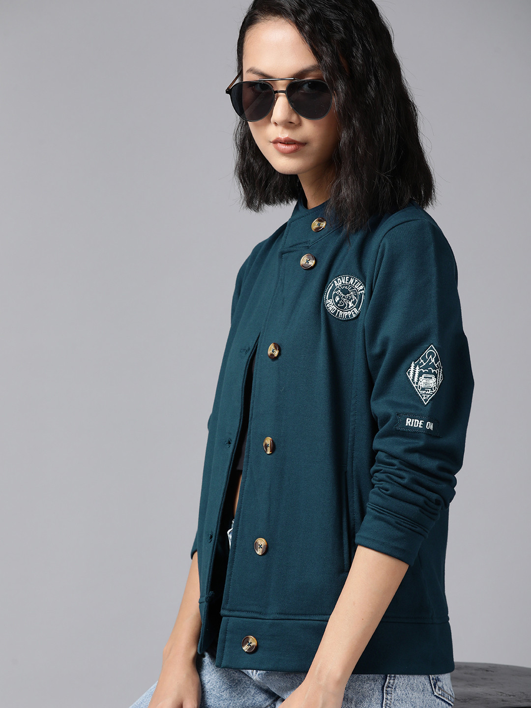 Roadster Women Teal Blue Solid Patchwork Tailored Jacket 
Roadster Women Teal Blue Solid Patchwork Tailored Jacket