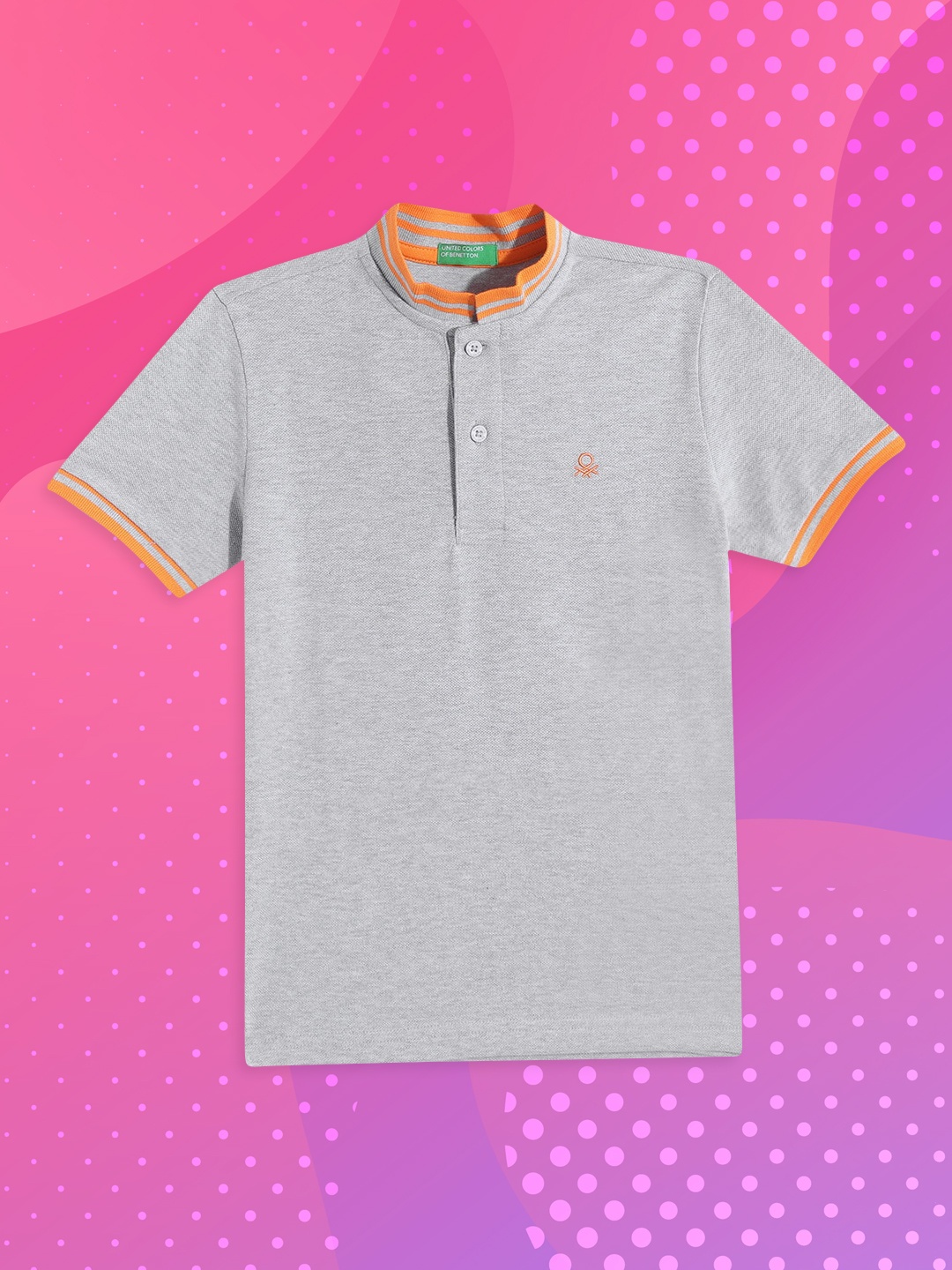 United Colors of Benetton Boys Grey Melange & Orange Solid Cotton Polo Collar T-shirt
United Colors of Benetton Boys Grey Melange & Orange Solid Cotton Polo Collar T-shirt