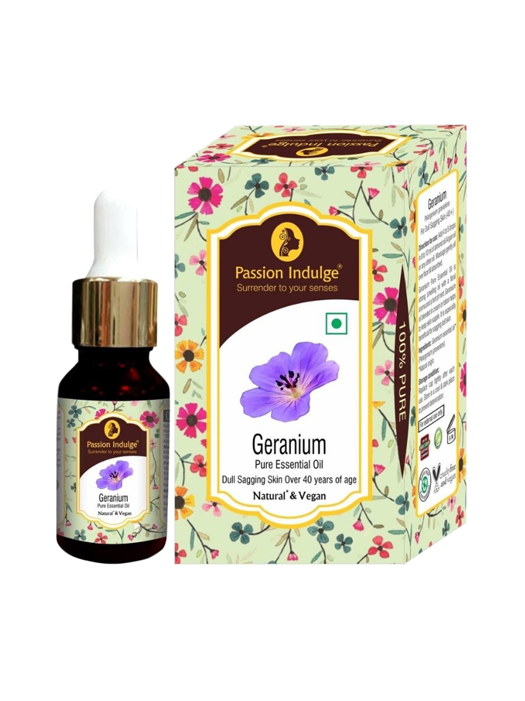 Passion Indulge Natural & Vegan Geranium Pure Essential Oil for Anti Aging - 10 ml, Green
Passion Indulge Natural & Vegan Geranium Pure Essential Oil for Anti Aging - 10 ml, Green