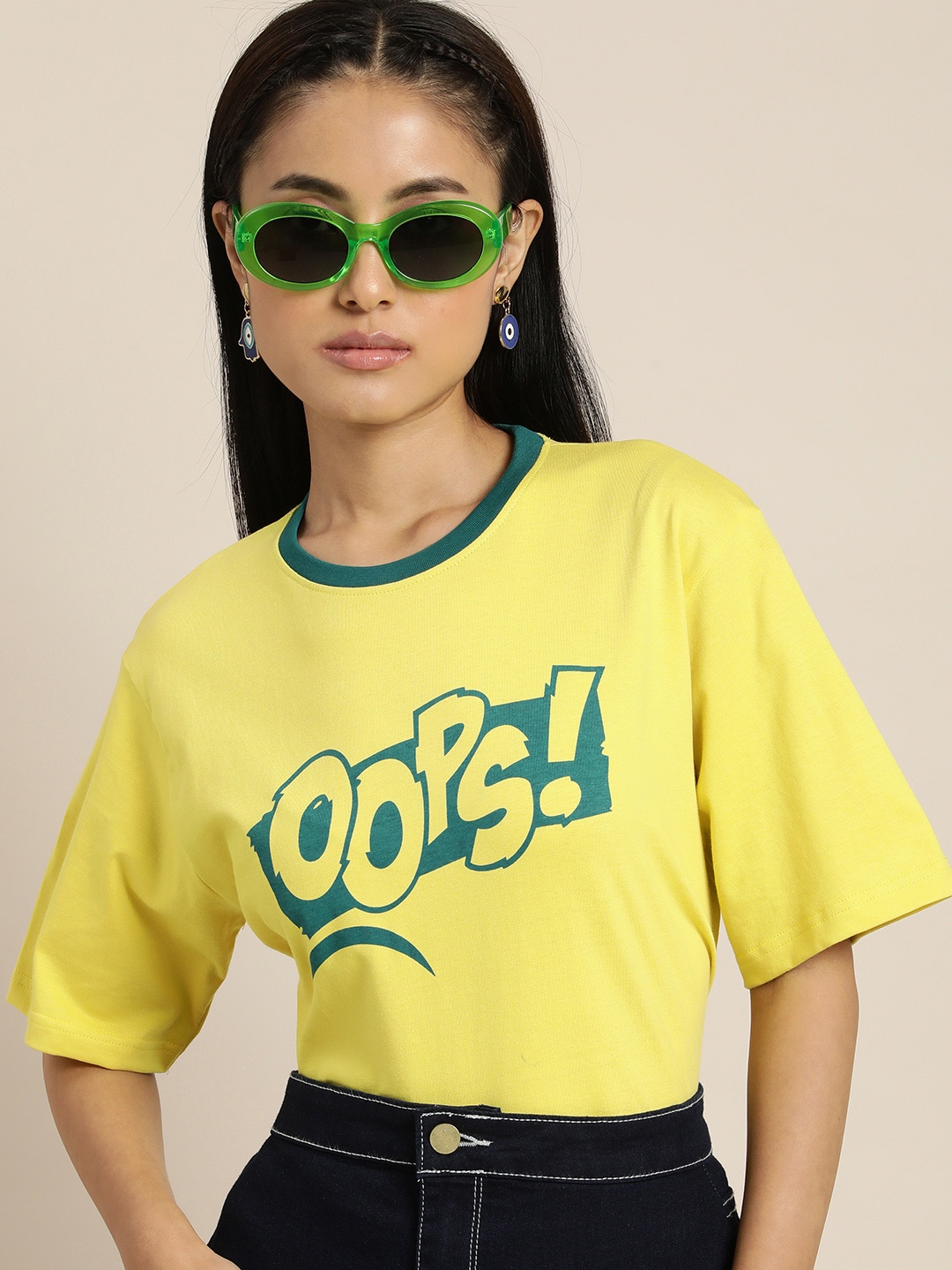 Difference of Opinion Women Yellow & Green Typography Printed Drop-Shoulder Sleeves Oversized T-shirt
Difference of Opinion Women Yellow & Green Typography Printed Drop-Shoulder Sleeves Oversized T-shirt