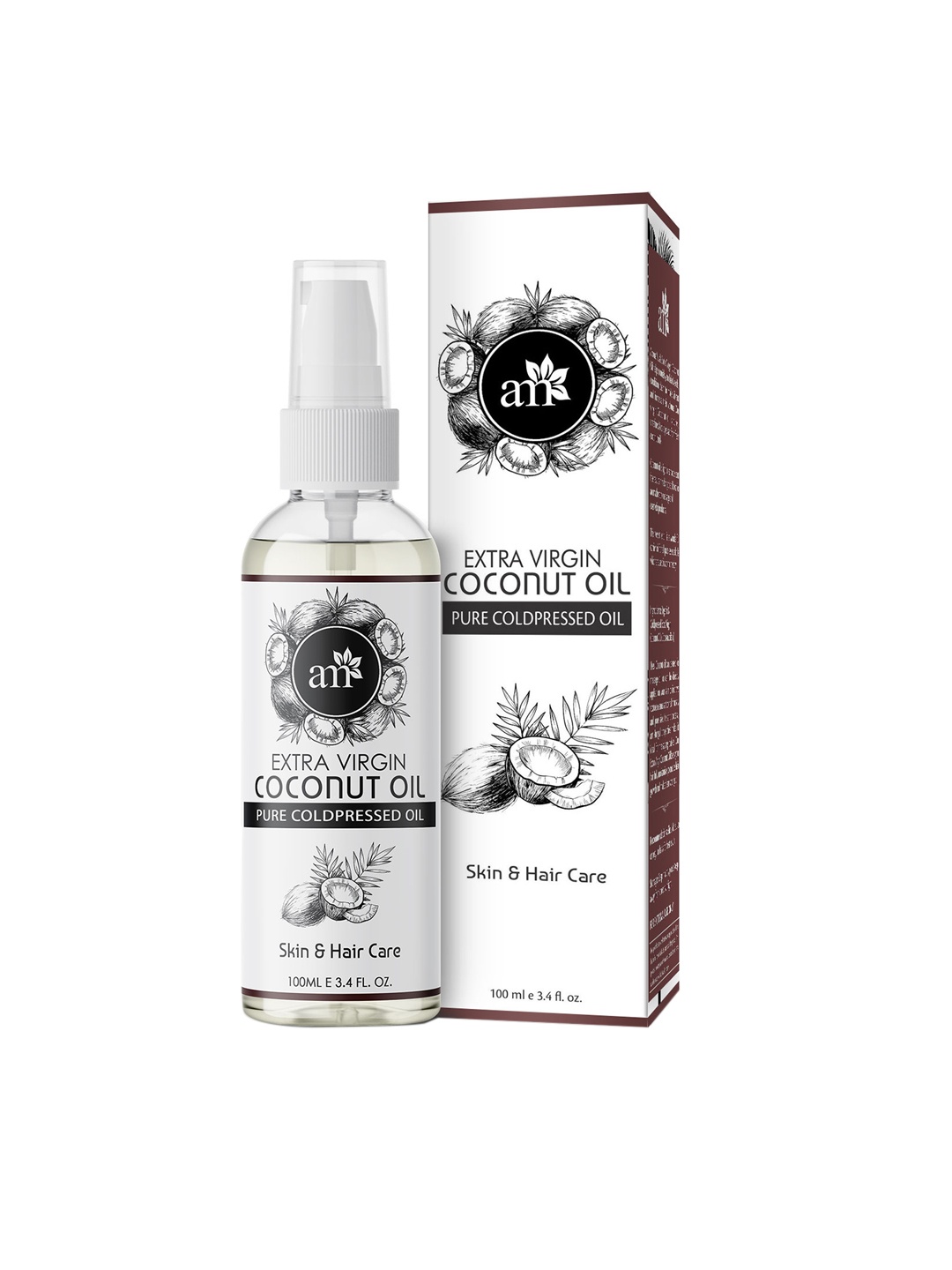 Aromamusk Pure Cold Pressed Extra Virgin Coconut Oil for Skin & Hair Care - 100 ml, White
Aromamusk Pure Cold Pressed Extra Virgin Coconut Oil for Skin & Hair Care - 100 ml, White