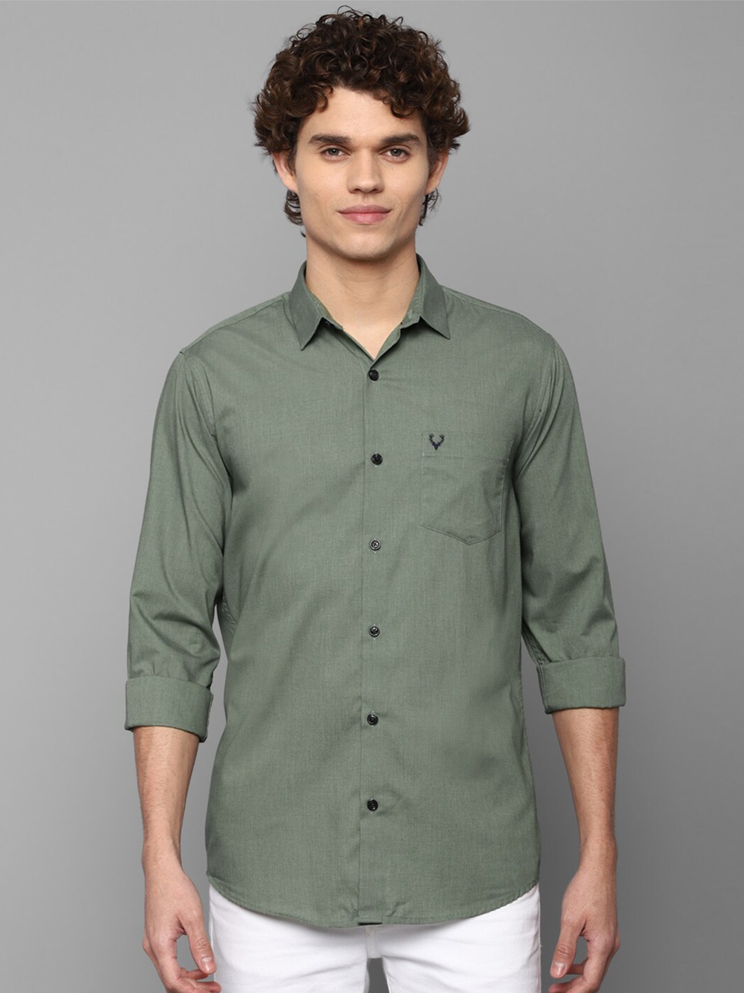 Allen Solly Men Green Slim Fit Casual Shirt