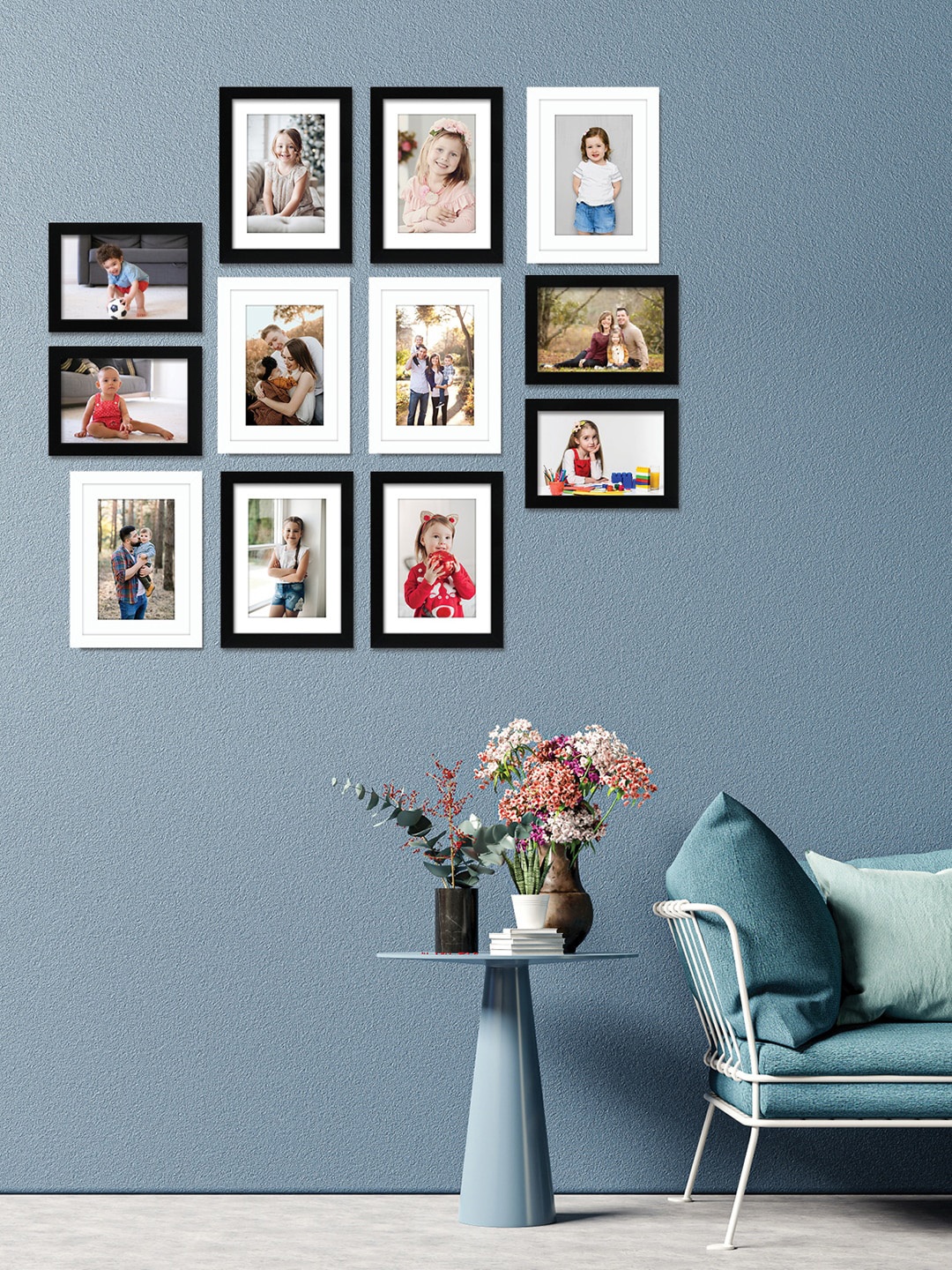 RANDOM Set Of 12 Black & White Solid Individual Photo Frames