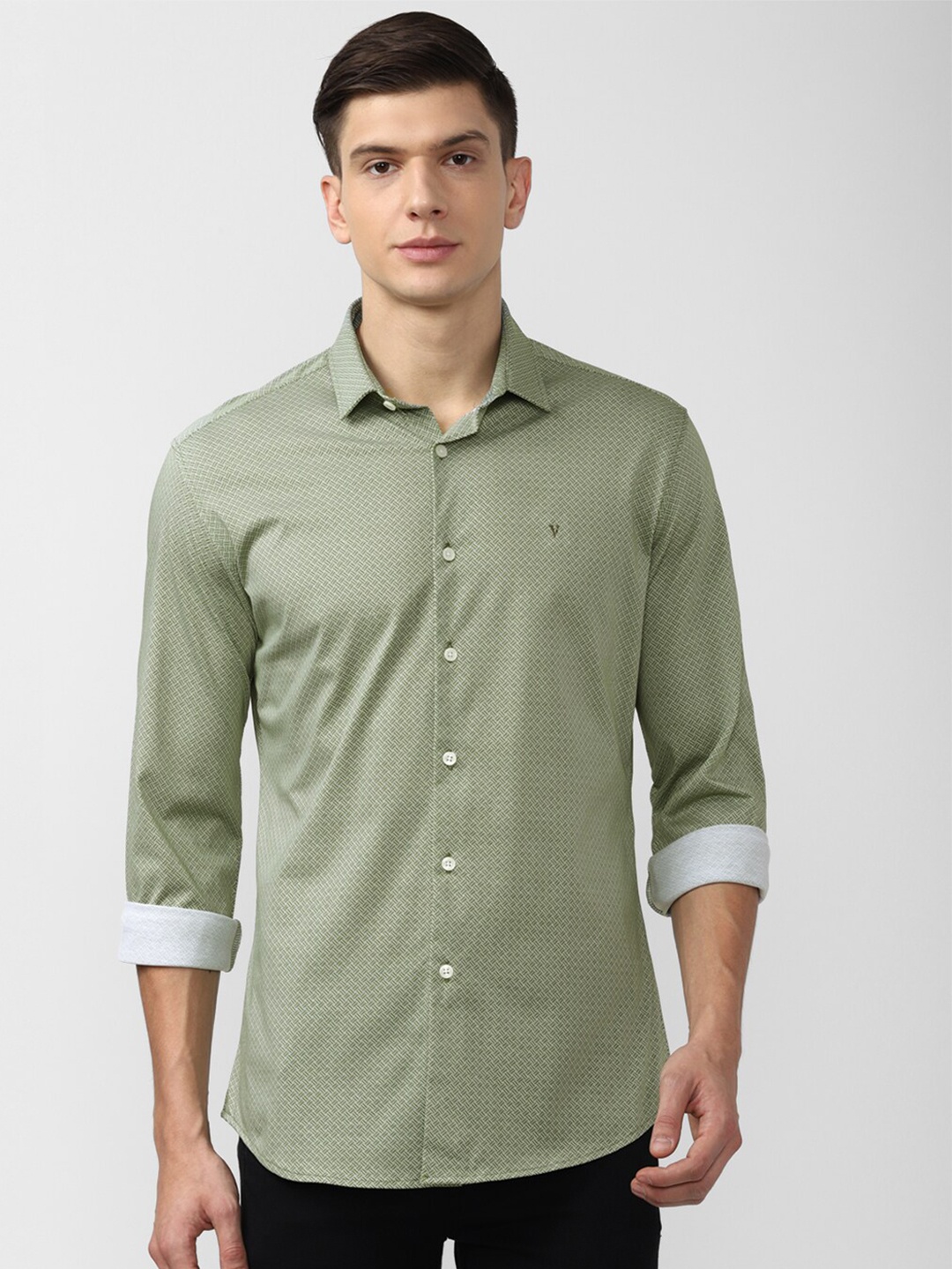Van Heusen Sport Men Green Slim Fit Casual Shirt