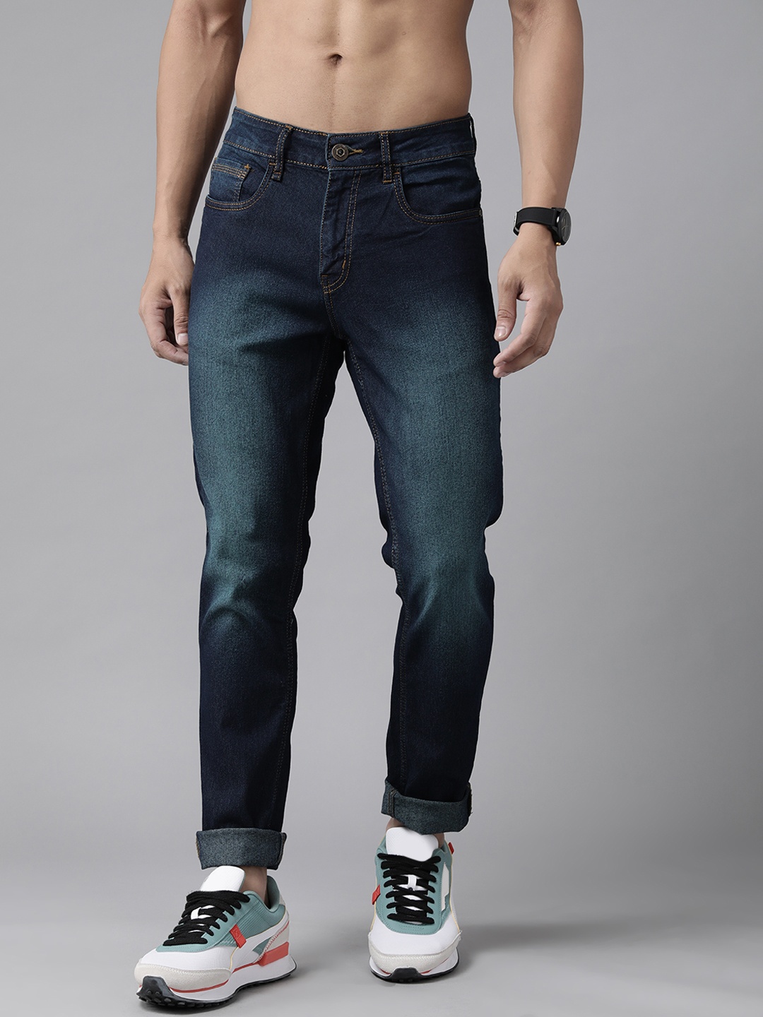 Roadster Men Navy Blue Skinny Fit Light Fade Stretchable Jeans