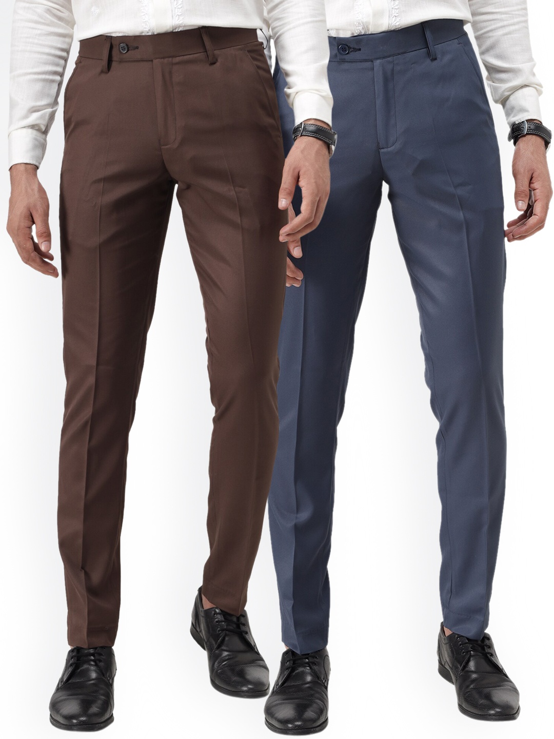 Vandnam Fabrics Men Brown Smart Slim Fit Trousers