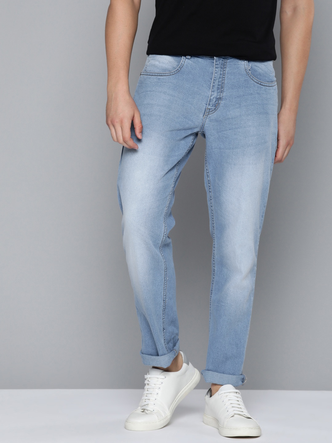 Mast & Harbour Men Blue Slim Fit Light Fade Jeans