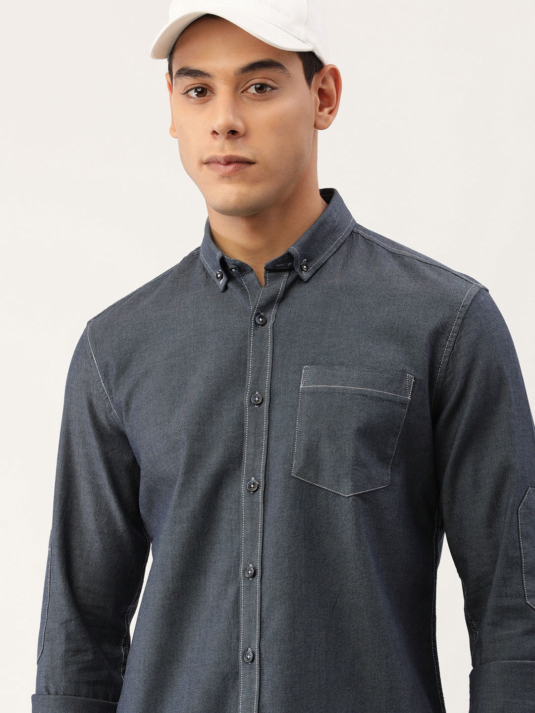 IMYOUNG Men Navy Blue Solid Cotton Smart Slim Fit Casual Shirt 
IMYOUNG Men Navy Blue Solid Cotton Smart Slim Fit Casual Shirt