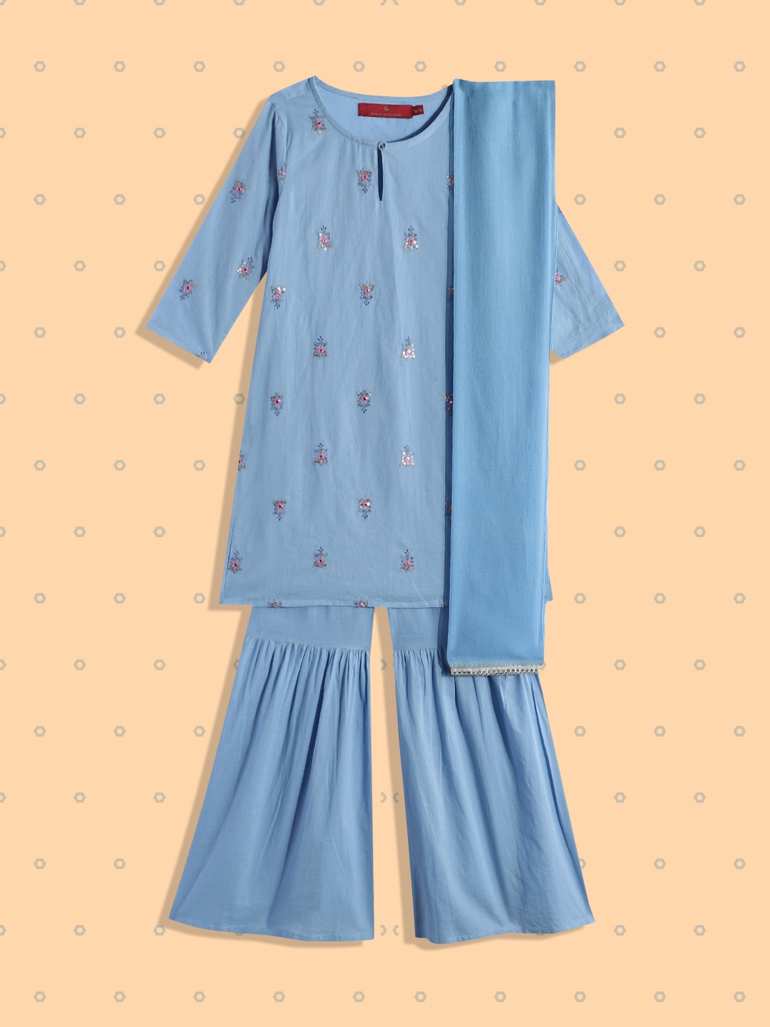 House of Pataudi Girls Blue Embroidered Pure Cotton Kurta with Palazzos & With Dupatta
House of Pataudi Girls Blue Embroidered Pure Cotton Kurta with Palazzos & With Dupatta