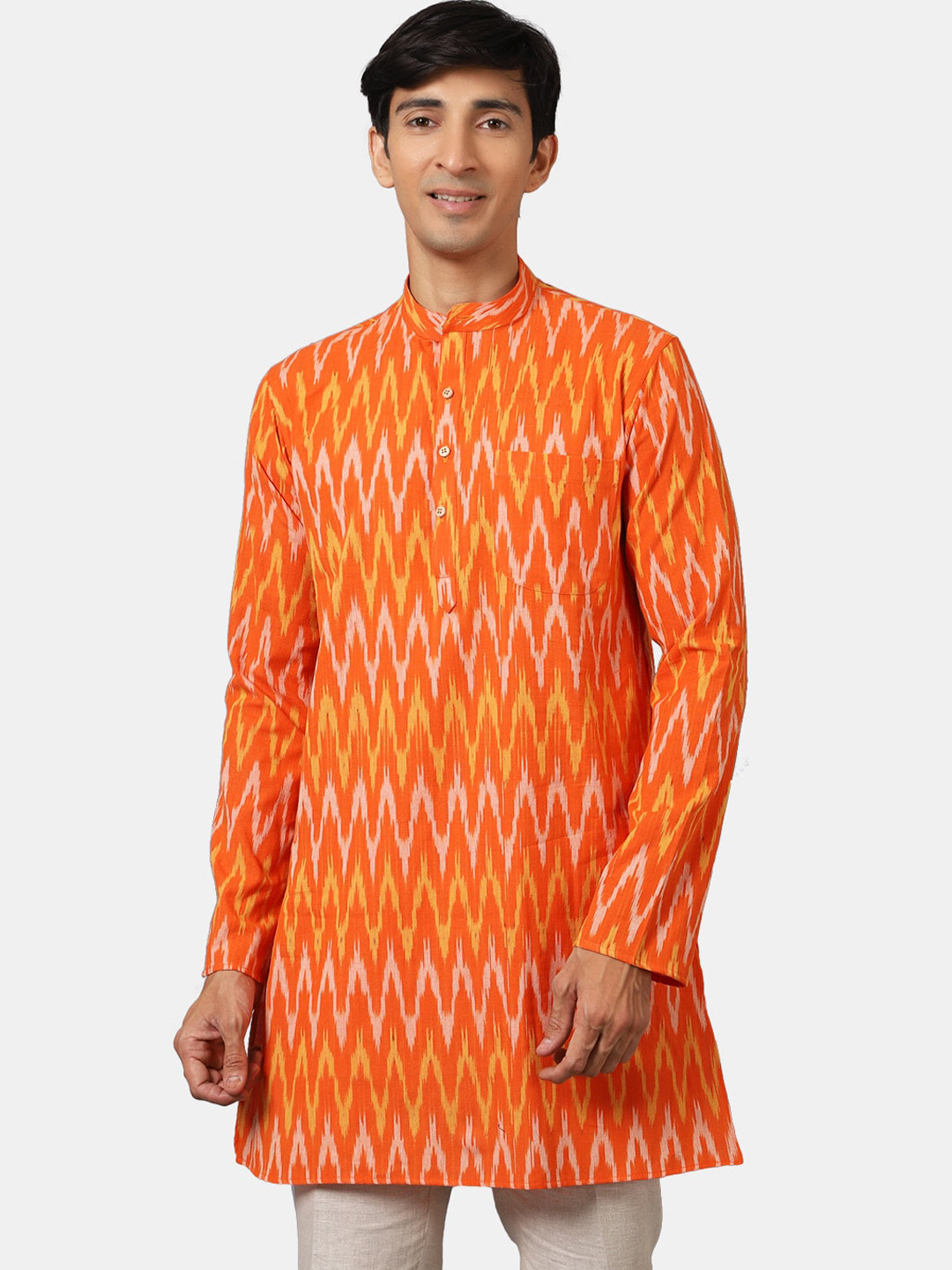 Wintage Men Orange Woven Design Cotton Kurta
Wintage Men Orange Woven Design Cotton Kurta