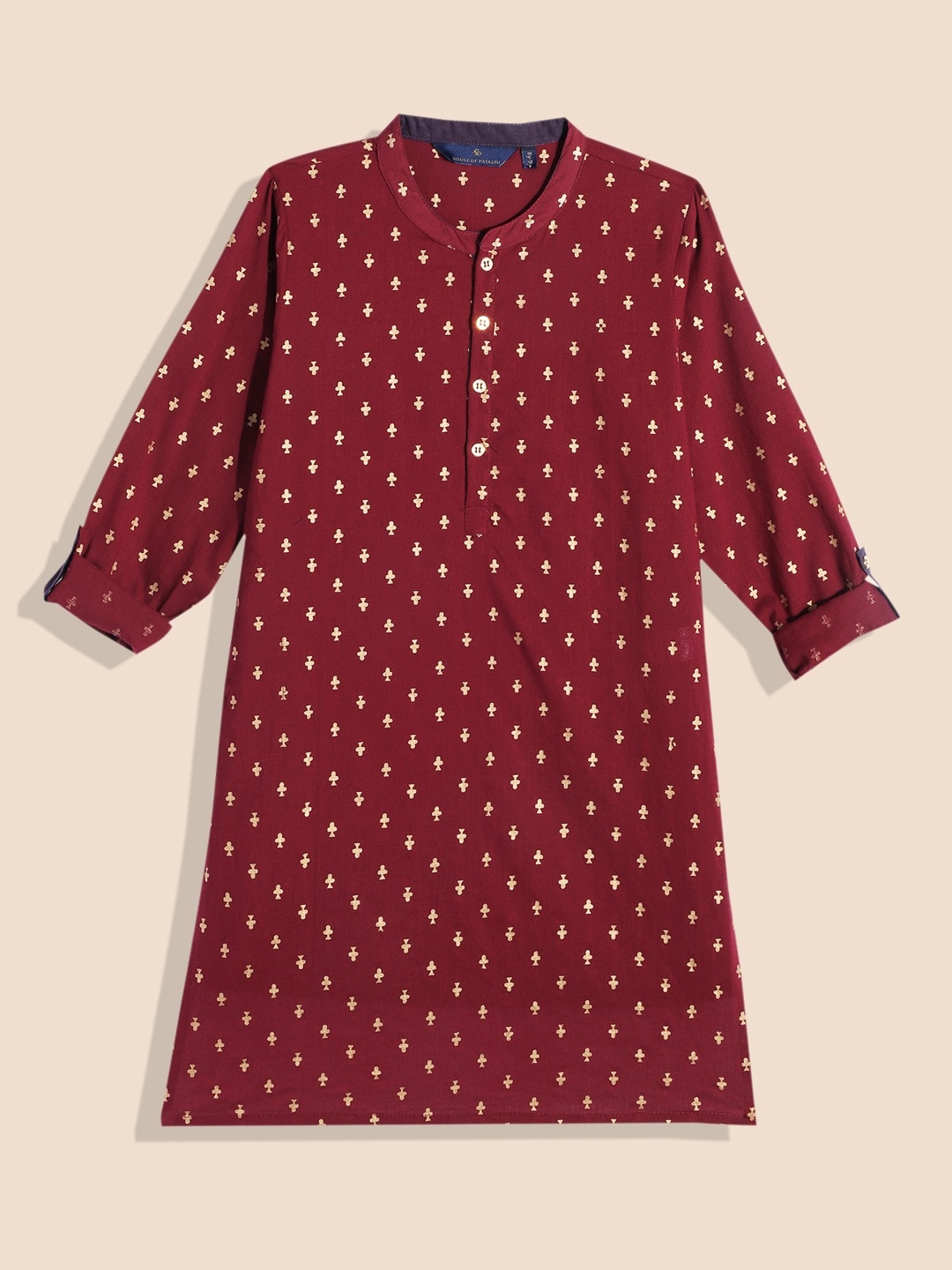 House of Pataudi Rozana Boys Ethnic Motifs Print Band Collar Pure Cotton Straight Kurta, Maroon
House of Pataudi Rozana Boys Ethnic Motifs Print Band Collar Pure Cotton Straight Kurta, Maroon