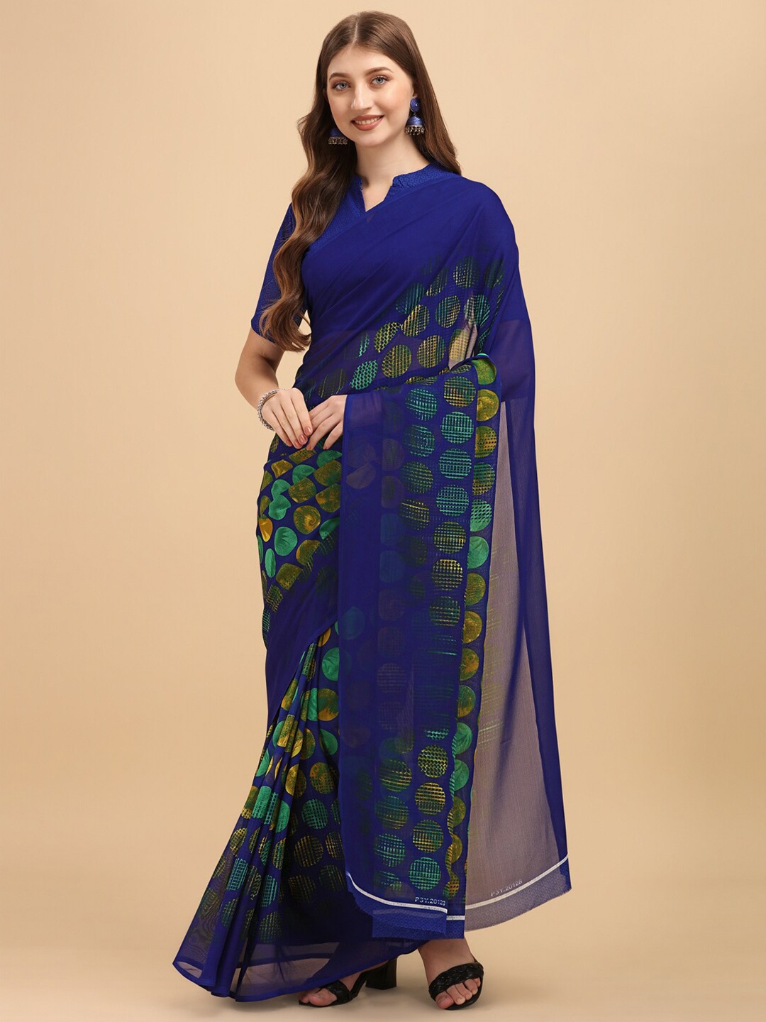 Sangria Blue & Green Saree