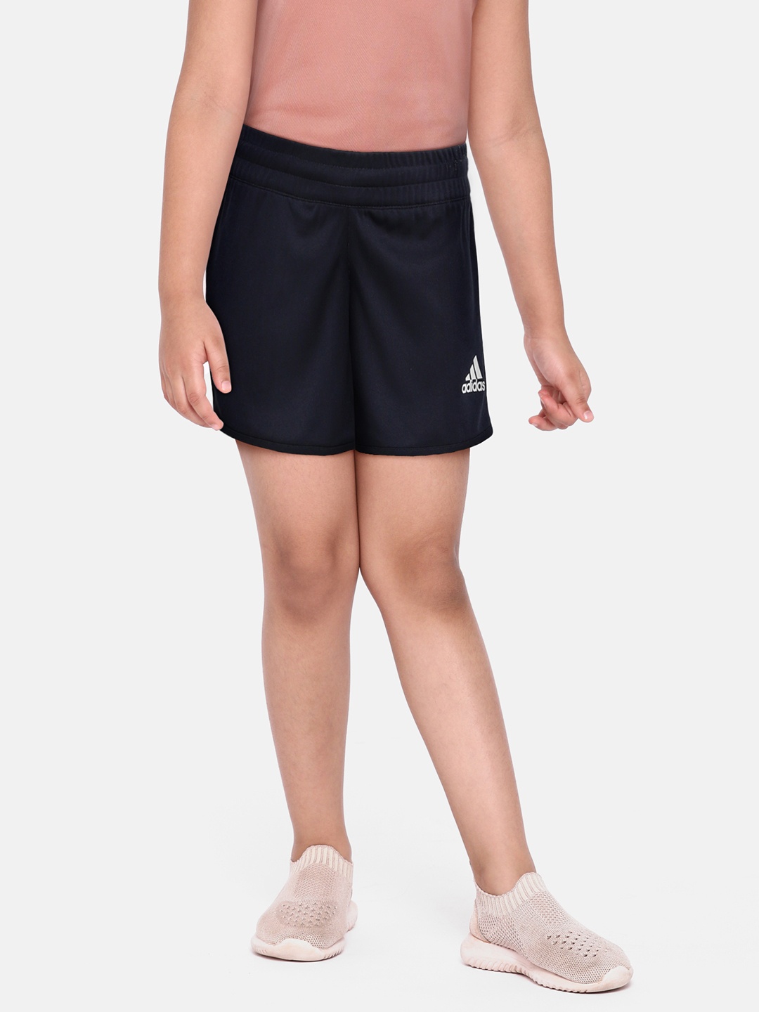 ADIDAS Girls Navy Blue Solid Shorts