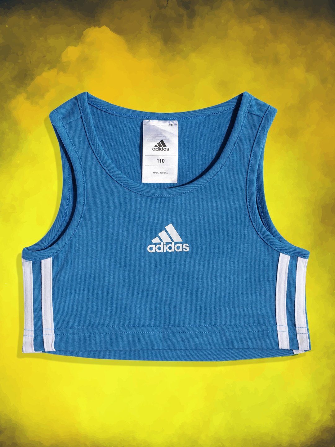 ADIDAS Girls Blue Printed Crop Tank Top