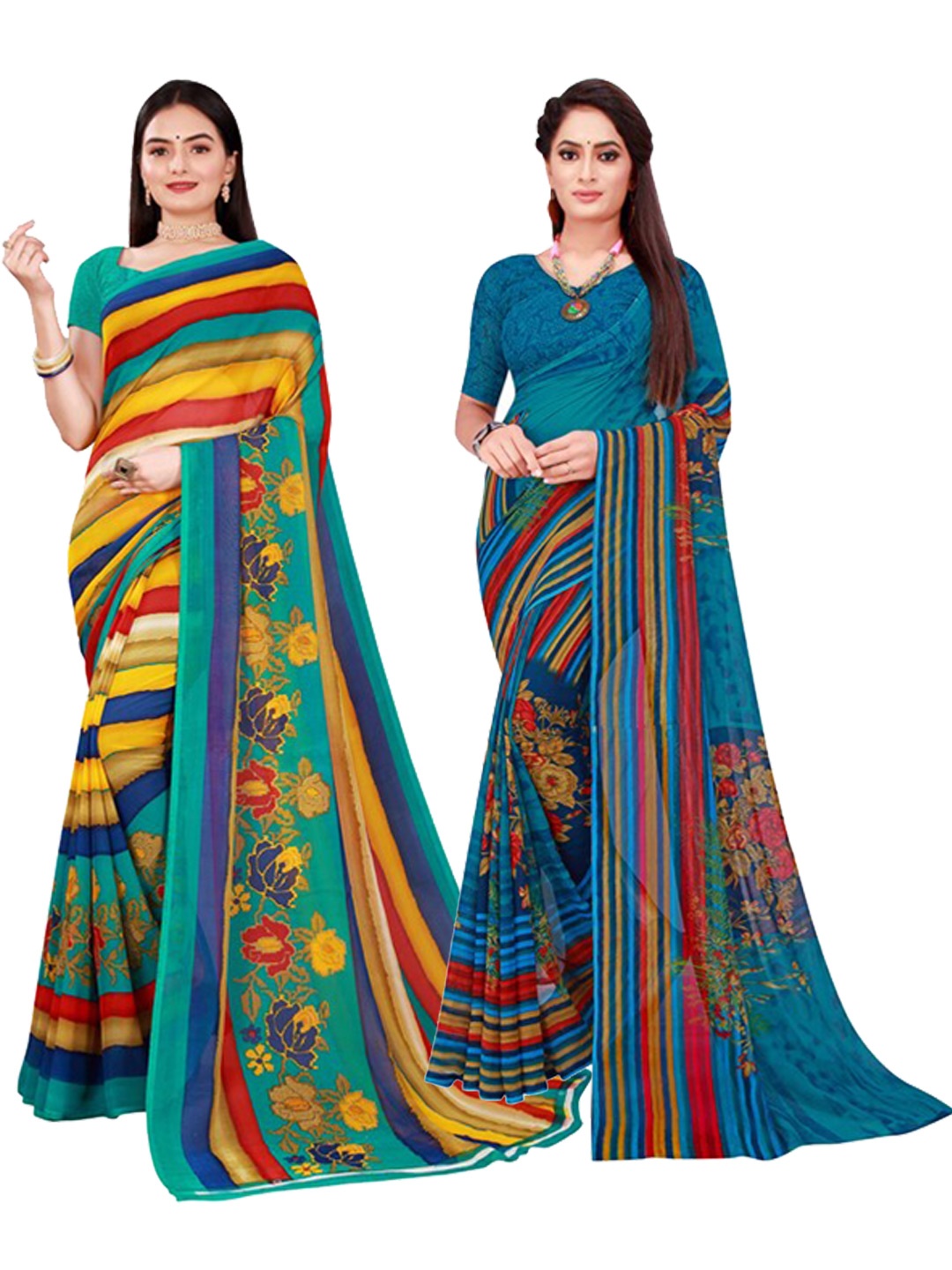 KALINI Women Multi Sarees, Blue