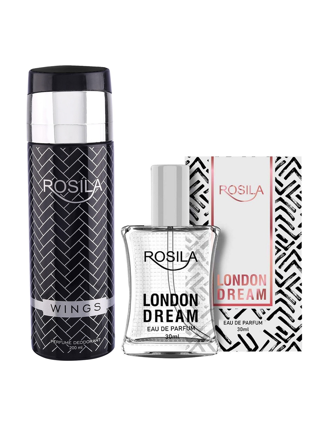 ROSILA Combo of Wings Deodorant Spray 200 ml & London Dream Eau De Parfum 30 ml, Black
ROSILA Combo of Wings Deodorant Spray 200 ml & London Dream Eau De Parfum 30 ml, Black
