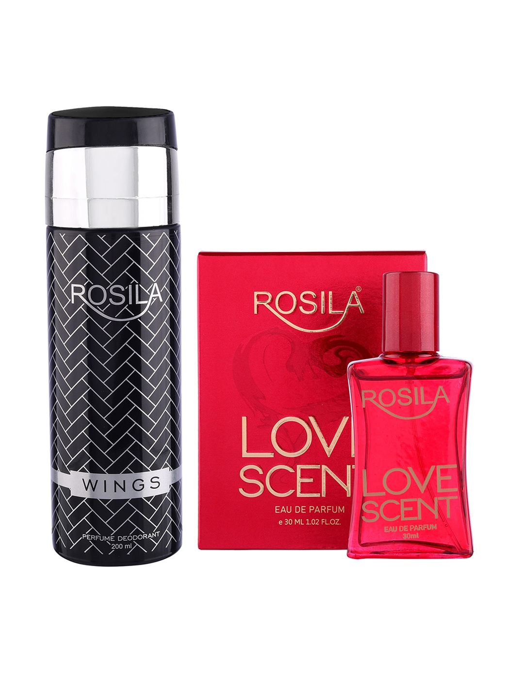 ROSILA Combo of Wings Deodorant Body Spray 200 ml & Love Scent Eau De Parfum 30 ml, Black
ROSILA Combo of Wings Deodorant Body Spray 200 ml & Love Scent Eau De Parfum 30 ml, Black