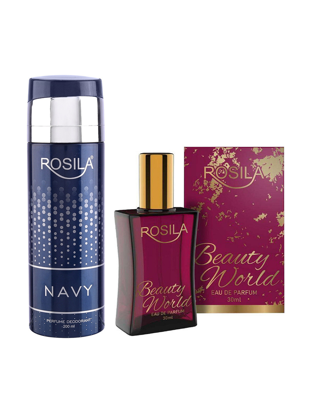 ROSILA Set of Navy Deodorant Body Spray 200ml & Beauty World Eau de Parfum 30ml, Navy blue
ROSILA Set of Navy Deodorant Body Spray 200ml & Beauty World Eau de Parfum 30ml, Navy blue