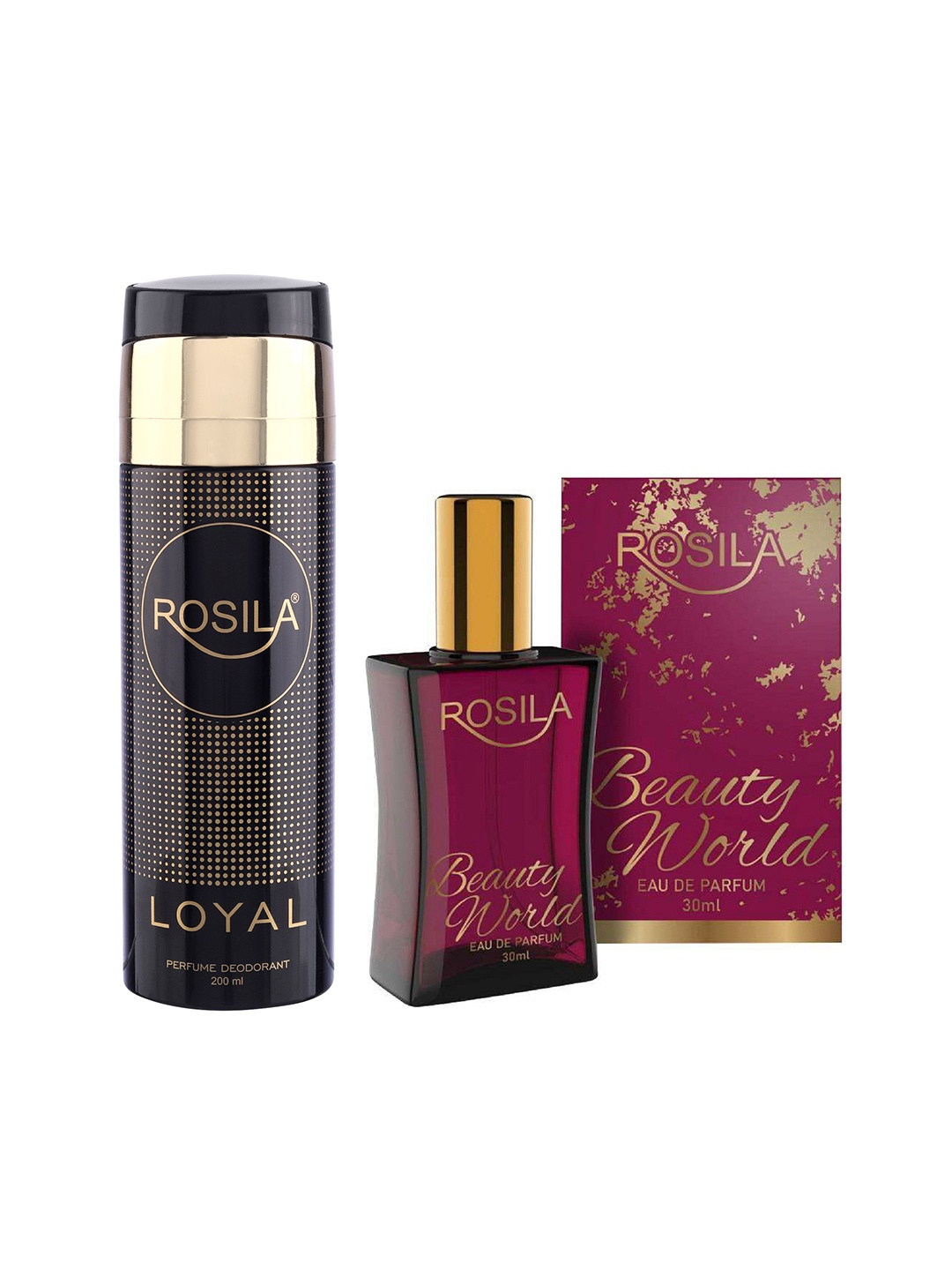 ROSILA Combo of Loyal Deodorant Body Spray 200 ml & Beauty World Eau De Parfum 30 ml, Black
ROSILA Combo of Loyal Deodorant Body Spray 200 ml & Beauty World Eau De Parfum 30 ml, Black