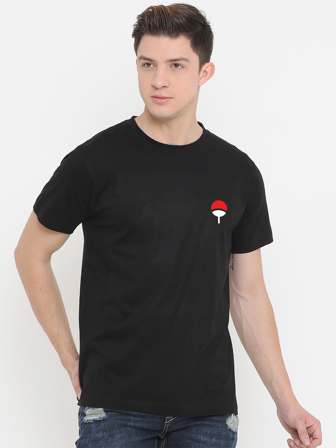 Fully Filmy Men Black Cotton T-shirt