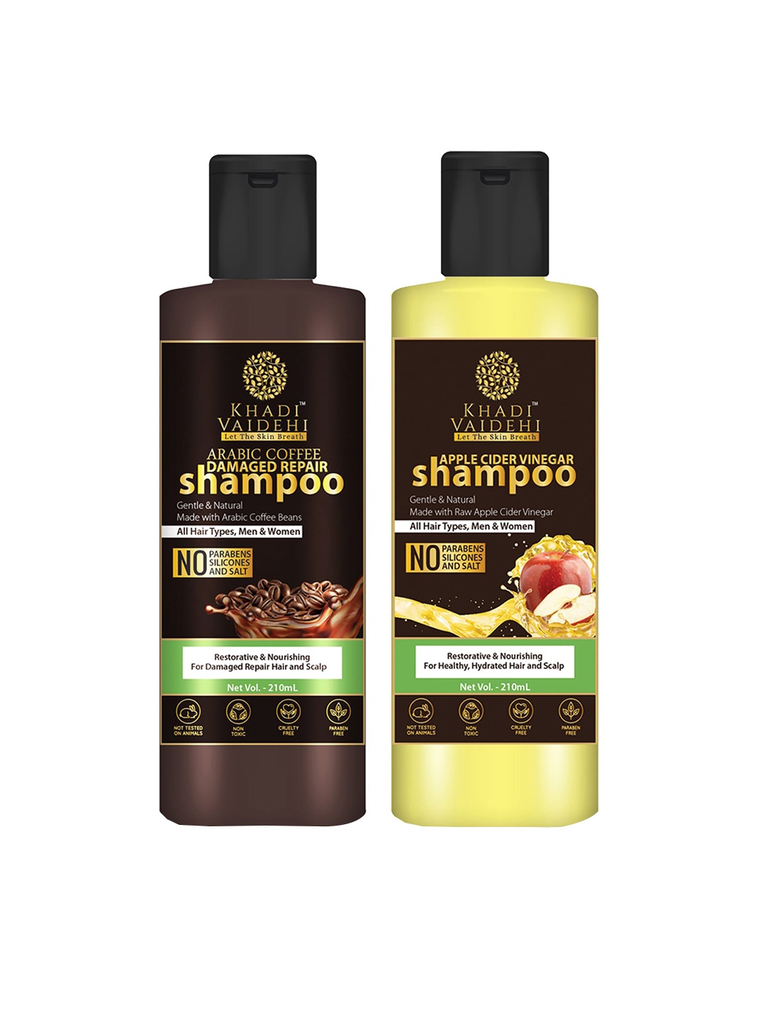 Khadi Vaidehi Set of Apple Cider Vinegar Shampoo & Arabic Coffee Shampoo - 210 ml Each, Brown
Khadi Vaidehi Set of Apple Cider Vinegar Shampoo & Arabic Coffee Shampoo - 210 ml Each, Brown