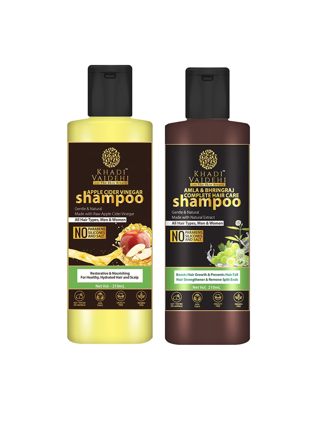 Khadi Vaidehi Amla Bhringraj Shampoo & Apple Cider Vinegar Shampoo - 210 ml Each, Brown
Khadi Vaidehi Amla Bhringraj Shampoo & Apple Cider Vinegar Shampoo - 210 ml Each, Brown