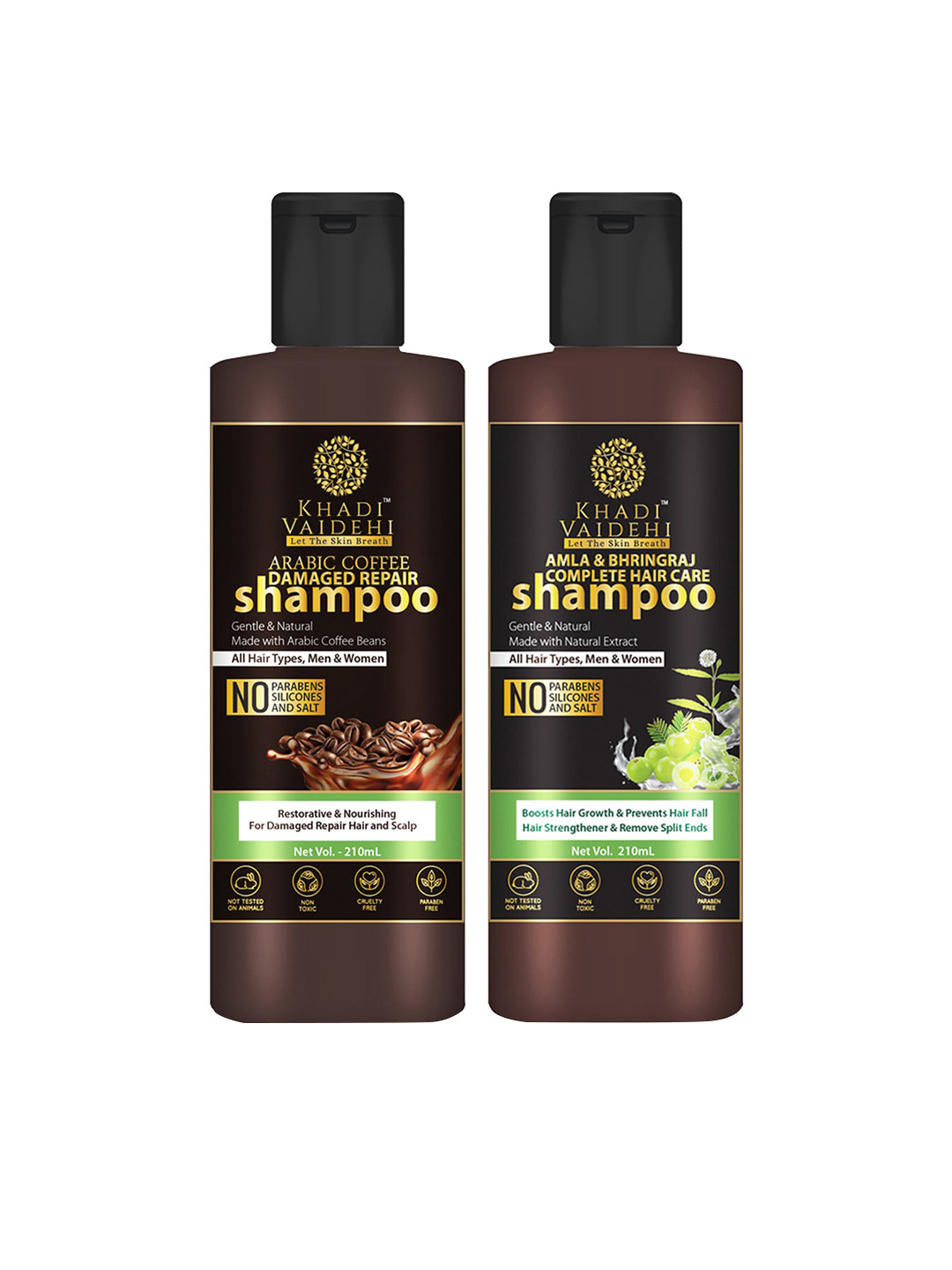 Khadi Vaidehi Set of 2 Amla Bhringraj Shampoo & Arabic Coffee Shampoo - 210 ml Each, Brown
Khadi Vaidehi Set of 2 Amla Bhringraj Shampoo & Arabic Coffee Shampoo - 210 ml Each, Brown