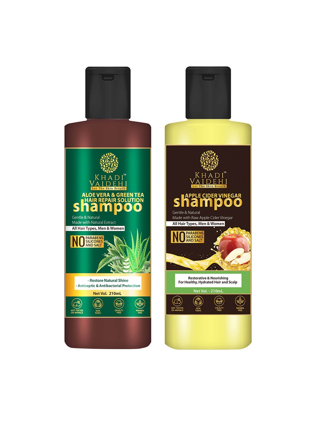 Khadi Vaidehi Adults Set of 2 Paraben-Free Shampoos for All Hair Types - 210ml each, Brown
Khadi Vaidehi Adults Set of 2 Paraben-Free Shampoos for All Hair Types - 210ml each, Brown
