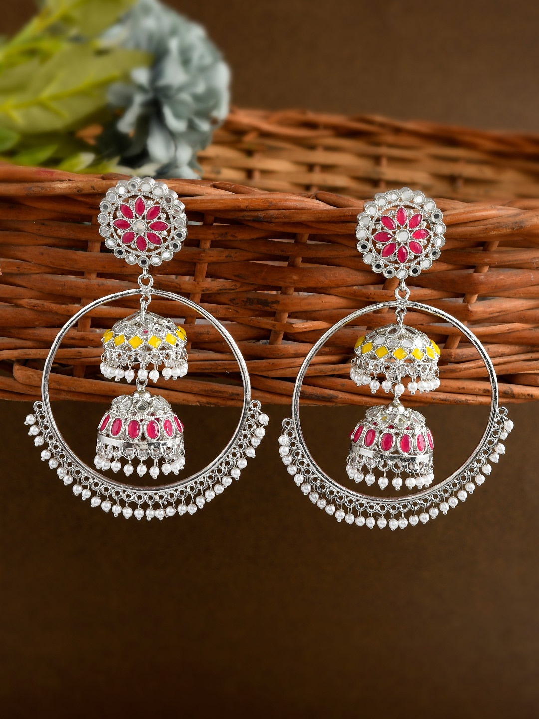 AQUASTREET JEWELS Multicoloured & Silver-Plated AD Oversized Circular Drop Earrings, Multi
AQUASTREET JEWELS Multicoloured & Silver-Plated AD Oversized Circular Drop Earrings, Multi