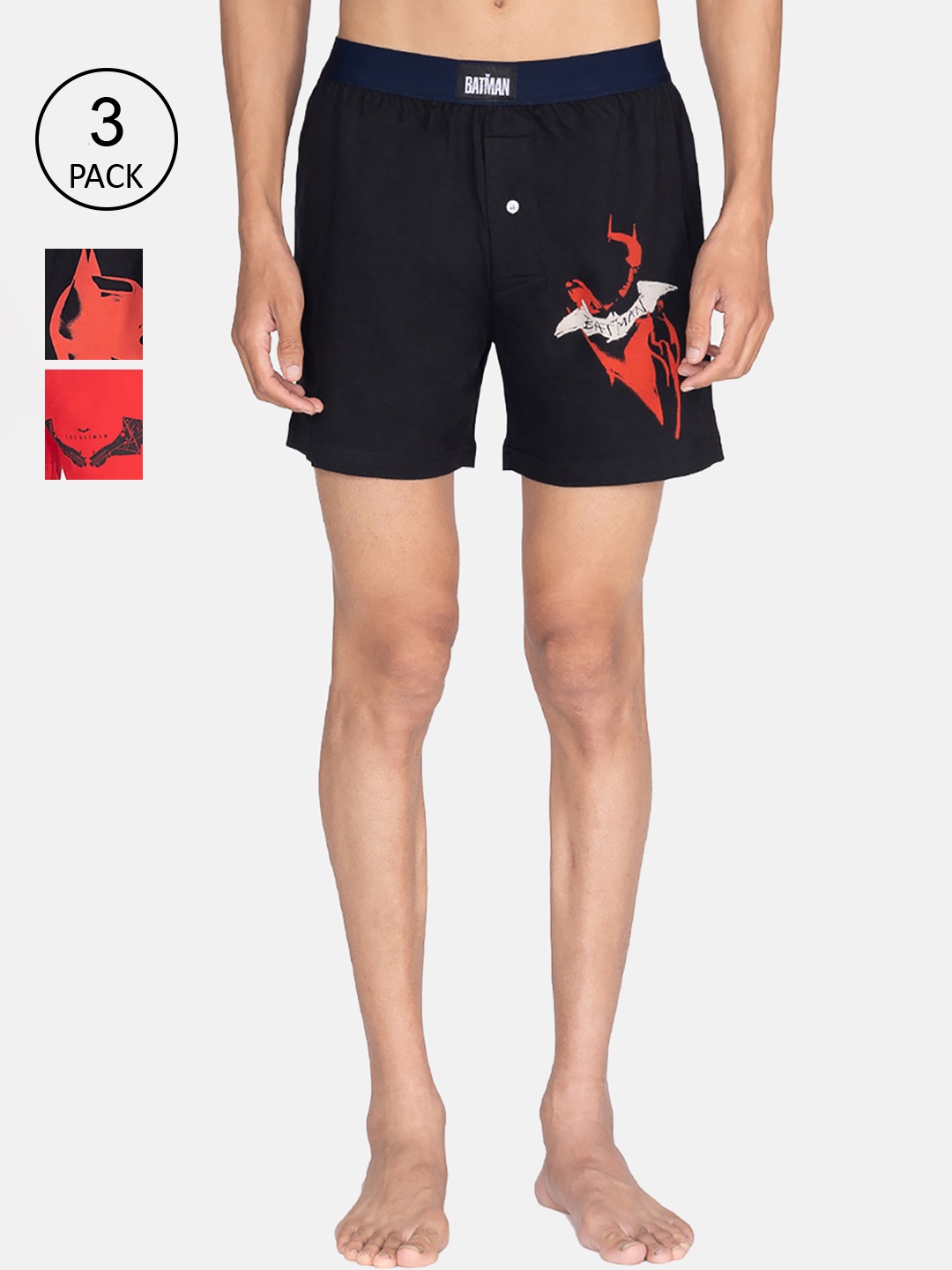 SMUGGLERZ INC. Men Pack Of 3 Assorted Pure Cotton Boxers