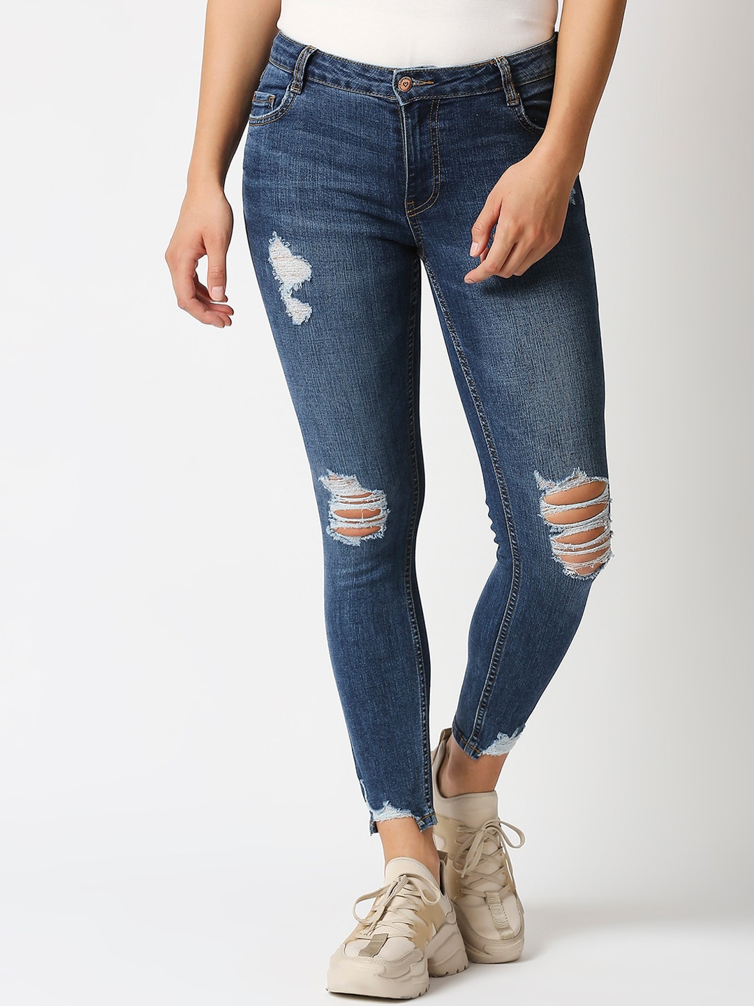 LOVEGEN Women Blue Comfort Skinny Fit Highly Distressed Light Fade Stretchable Jeans
LOVEGEN Women Blue Comfort Skinny Fit Highly Distressed Light Fade Stretchable Jeans