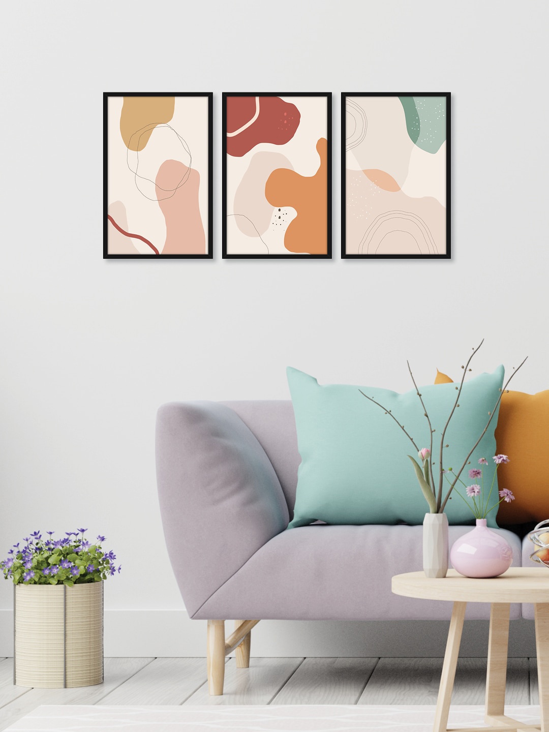 RANDOM Set of 3 Abstract Wall Art, Multi