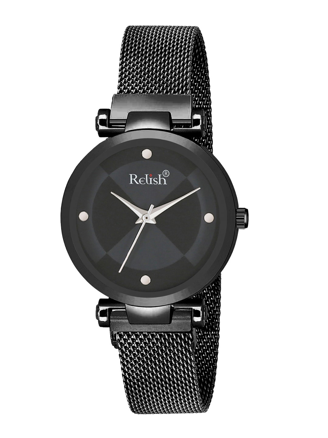Relish Women Black Embellished Dial & Black Bracelet Style Straps Analogue Watch RE-L1162
Relish Women Black Embellished Dial & Black Bracelet Style Straps Analogue Watch RE-L1162