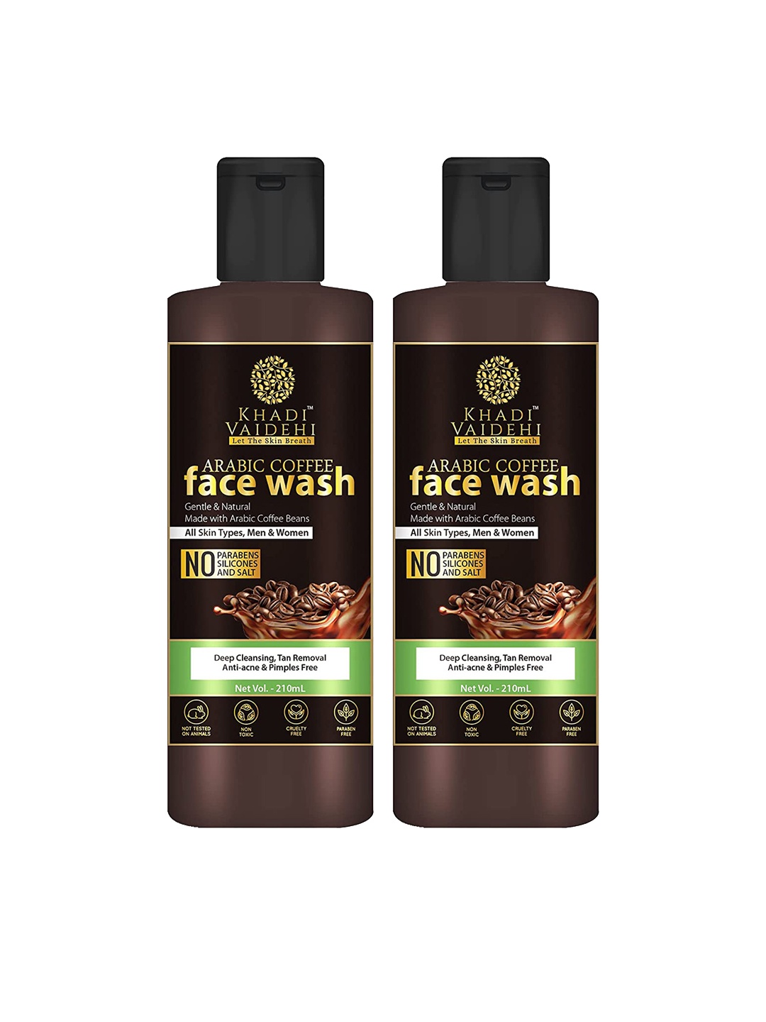 Khadi Vaidehi Set of 2 Gentle & Natural Anti-Acne Arabic Coffee Face Wash - 210 ml Each, Brown
Khadi Vaidehi Set of 2 Gentle & Natural Anti-Acne Arabic Coffee Face Wash - 210 ml Each, Brown