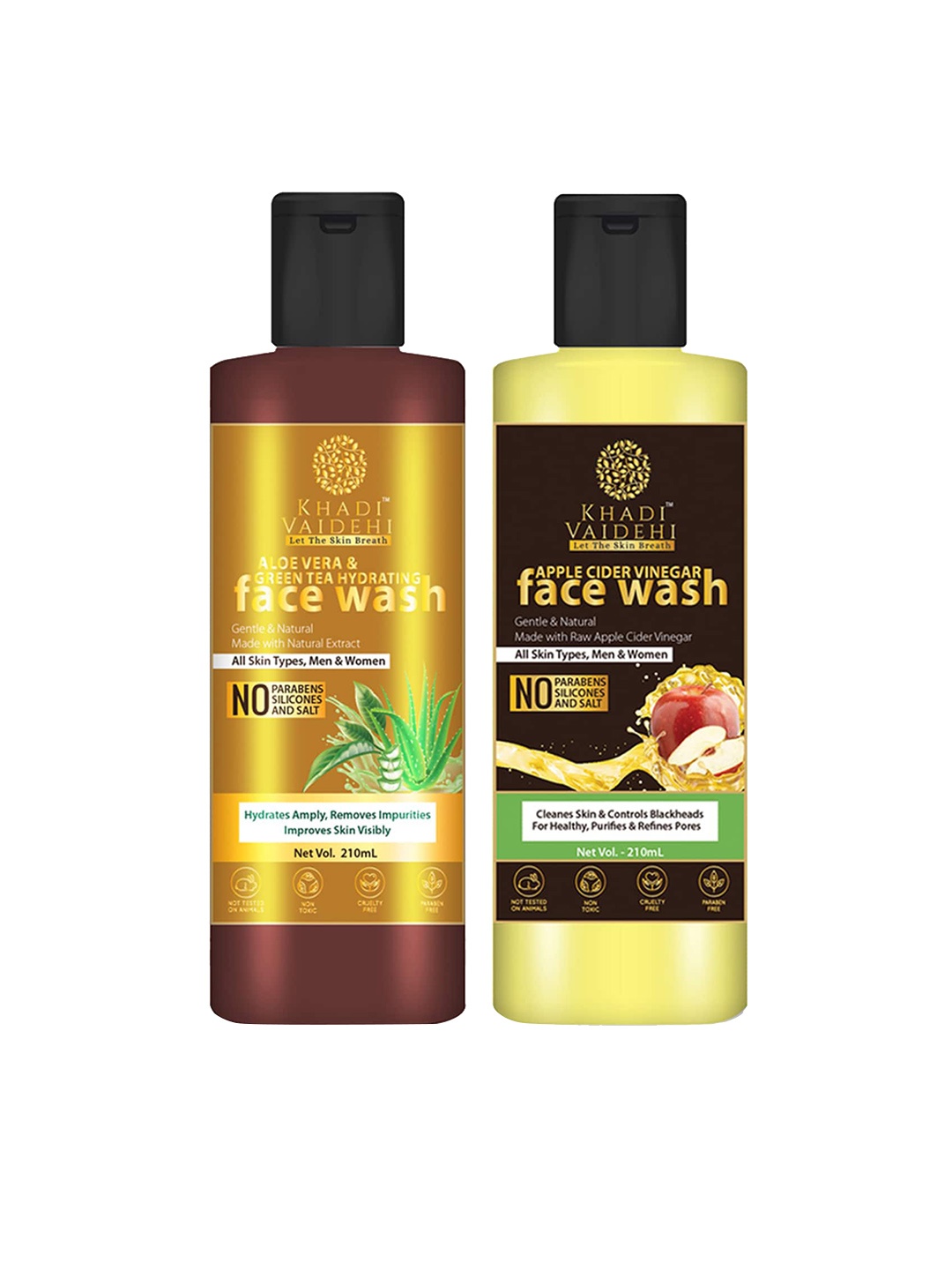 Khadi Vaidehi Set of Aloe Vera Face Wash & Apple Cider Vinegar Face Wash - 210 ml each, Multi
Khadi Vaidehi Set of Aloe Vera Face Wash & Apple Cider Vinegar Face Wash - 210 ml each, Multi
