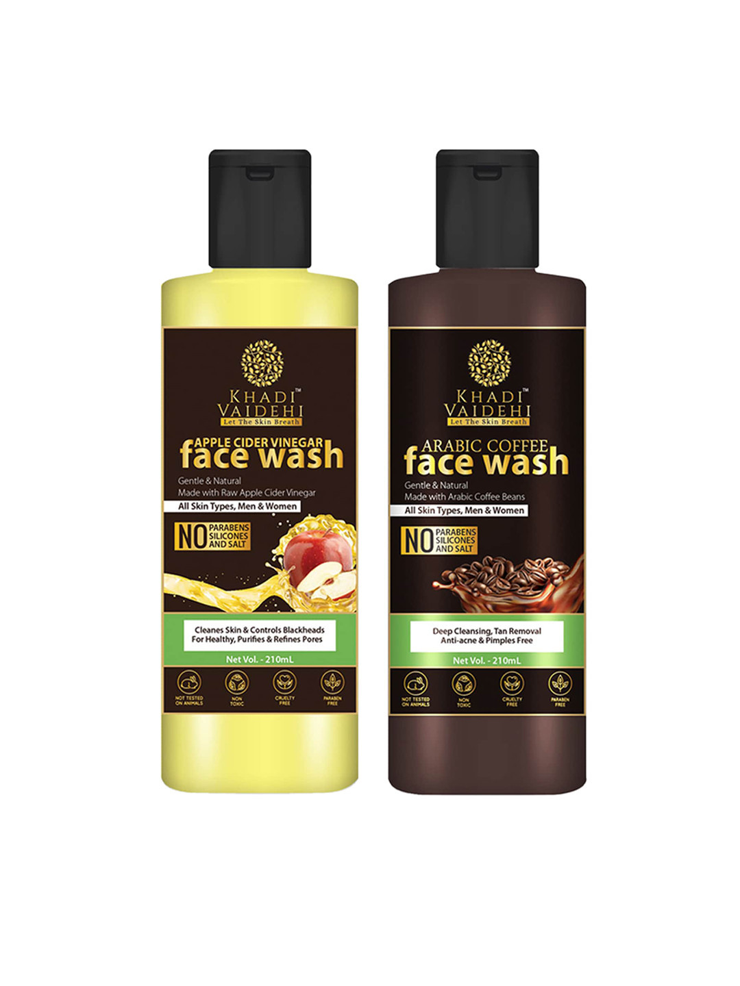 Khadi Vaidehi Set of Arabic Coffee & Apple Cider Vinegar Face Wash - 210 ml Each, Brown
Khadi Vaidehi Set of Arabic Coffee & Apple Cider Vinegar Face Wash - 210 ml Each, Brown