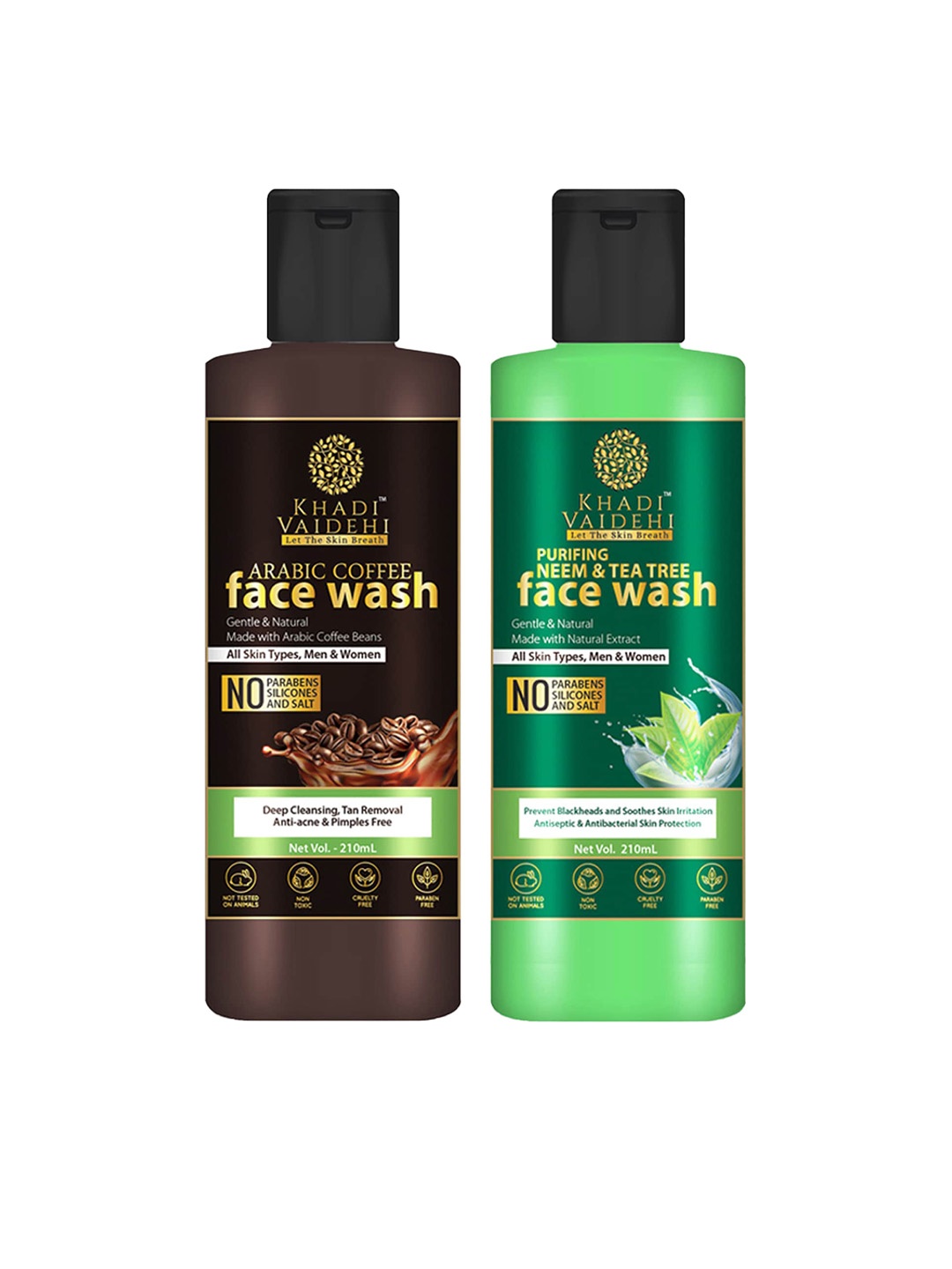 Khadi Vaidehi Set of Arabic Coffee - Purifying Neem-Tea Tree Face Wash - 210 ml Each, Brown
Khadi Vaidehi Set of Arabic Coffee - Purifying Neem-Tea Tree Face Wash - 210 ml Each, Brown