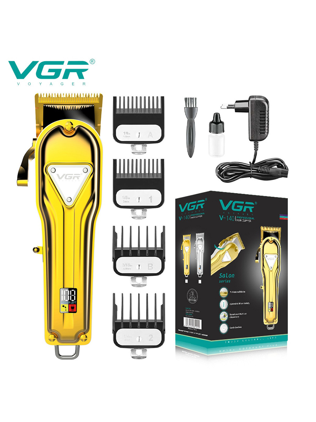 VGR Men V-140 Premium Professional Hair Clipper 300 Min Runtime Trimmer - Gold
VGR Men V-140 Premium Professional Hair Clipper 300 Min Runtime Trimmer - Gold