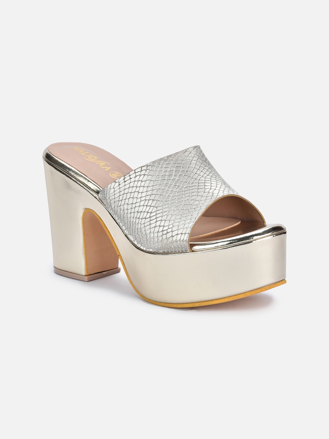 VALIOSAA Gold-Toned Party Platform Sandals