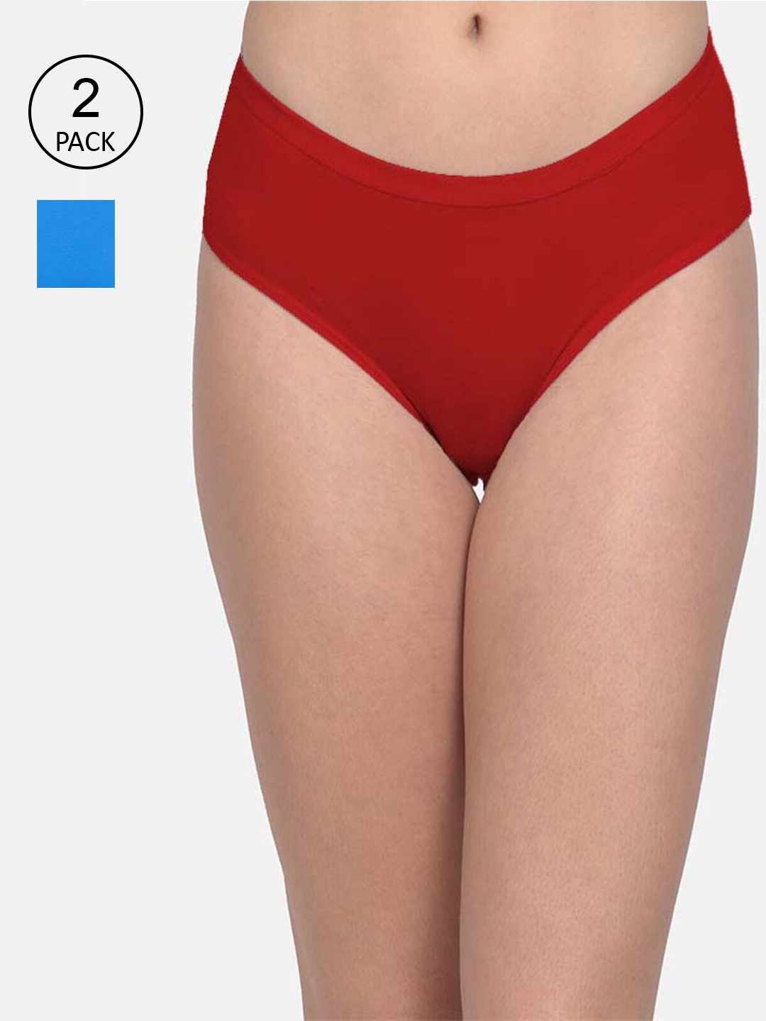 mod & shy Women Pack Of 2 Assorted Solid Basic Briefs