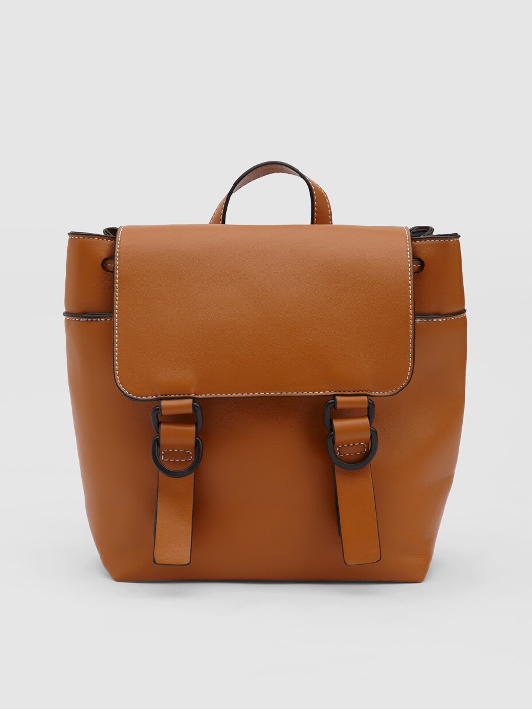 Vero Moda Brown PU Oversized Structured Shoulder Bag with Cut Work
