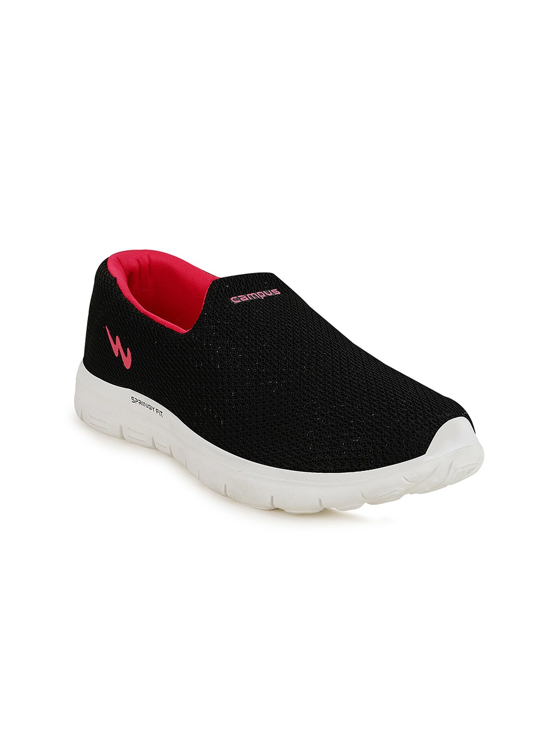 Campus Women Black Mesh Walking Shoes