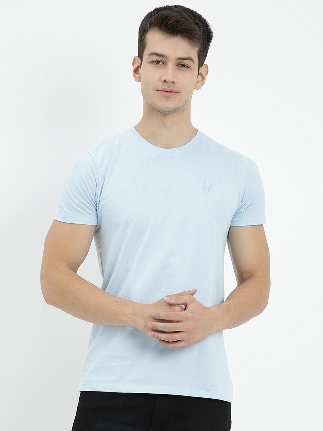 V2 Value & Variety Men Blue Henley Neck T-shirt