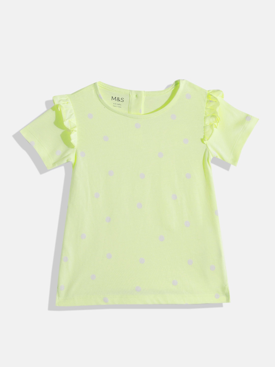 Marks & Spencer Infant Girls Polka Dots Printed Pure Cotton Top with Ruffled Detail, Fluorescent green
Marks & Spencer Infant Girls Polka Dots Printed Pure Cotton Top with Ruffled Detail, Fluorescent green