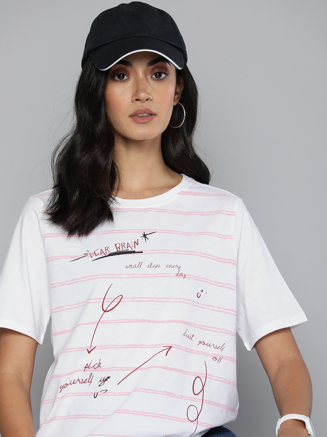 Flying Machine Women White & Pink Striped Drop-Shoulder Sleeves Pure Cotton Boxy T-shirt
Flying Machine Women White & Pink Striped Drop-Shoulder Sleeves Pure Cotton Boxy T-shirt