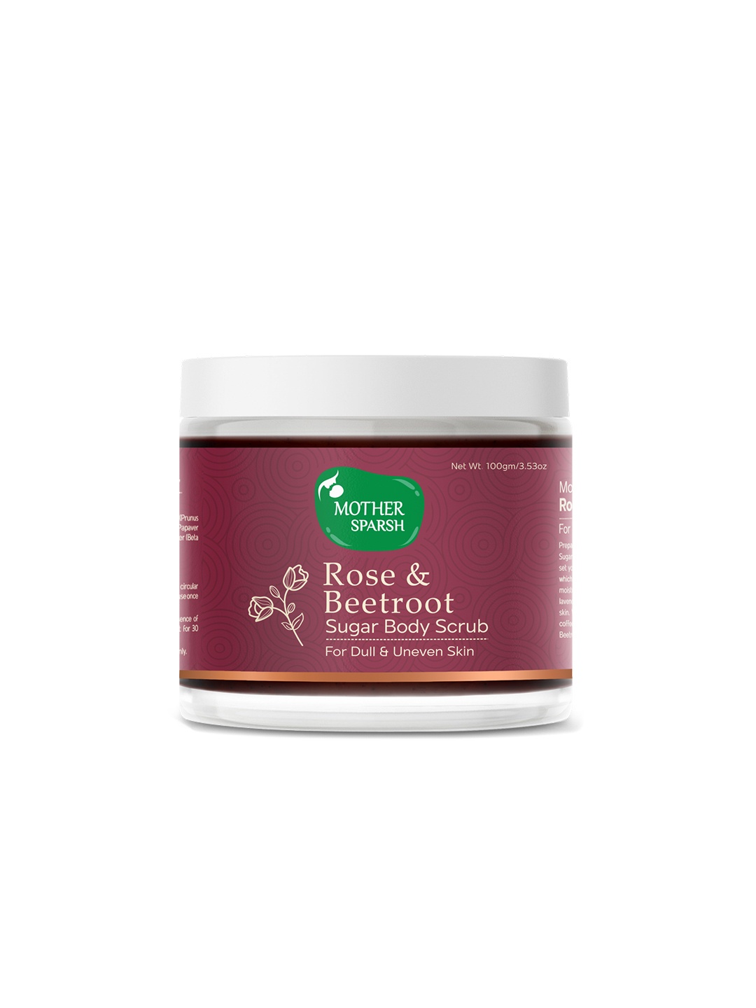 Mother Sparsh Rose & Beetroot Sugar Body Scrub - Exfoliates & Brightens Dull Skin - 100g
Mother Sparsh Rose & Beetroot Sugar Body Scrub - Exfoliates & Brightens Dull Skin - 100g